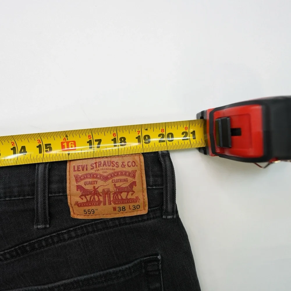 Levis Jeans Mens Black 559‎ Relaxed Straight MedWash Stretch Denim 38x30 (40x26)